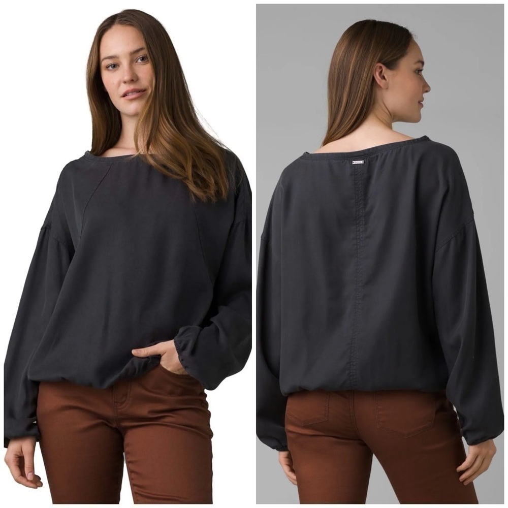 prAna Lavendar Bay Boatneck Long Sleeve Top Women's Size XS in Coal NWT!